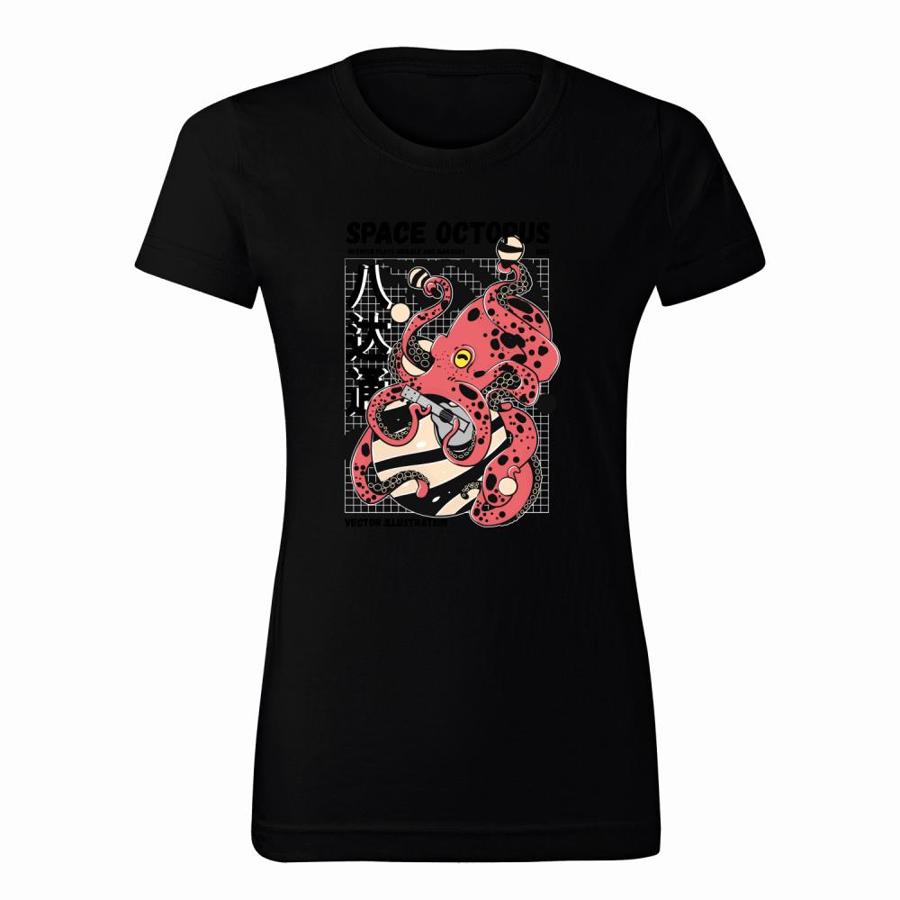 Space Octopus 2 koszulka damska kolor red