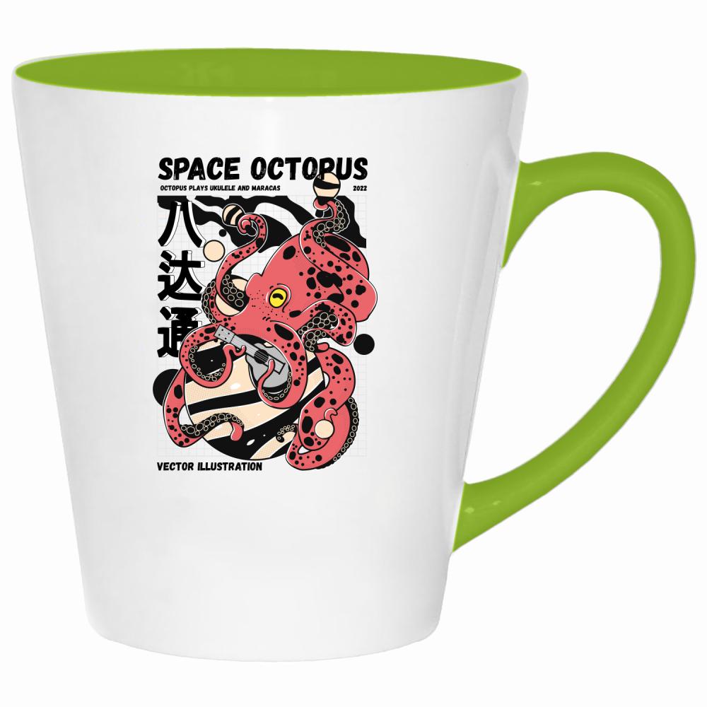 Space Octopus 2 kubek latte kolor limonka
