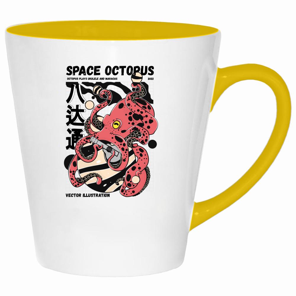 Space Octopus 2 kubek latte kolor żółtyy