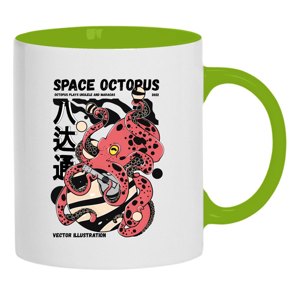 Space Octopus 2 kubek ucho kolor kolor zielony