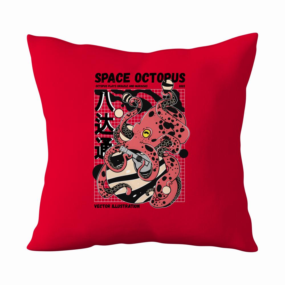 Space Octopus 2 poduszka kolor czerwony