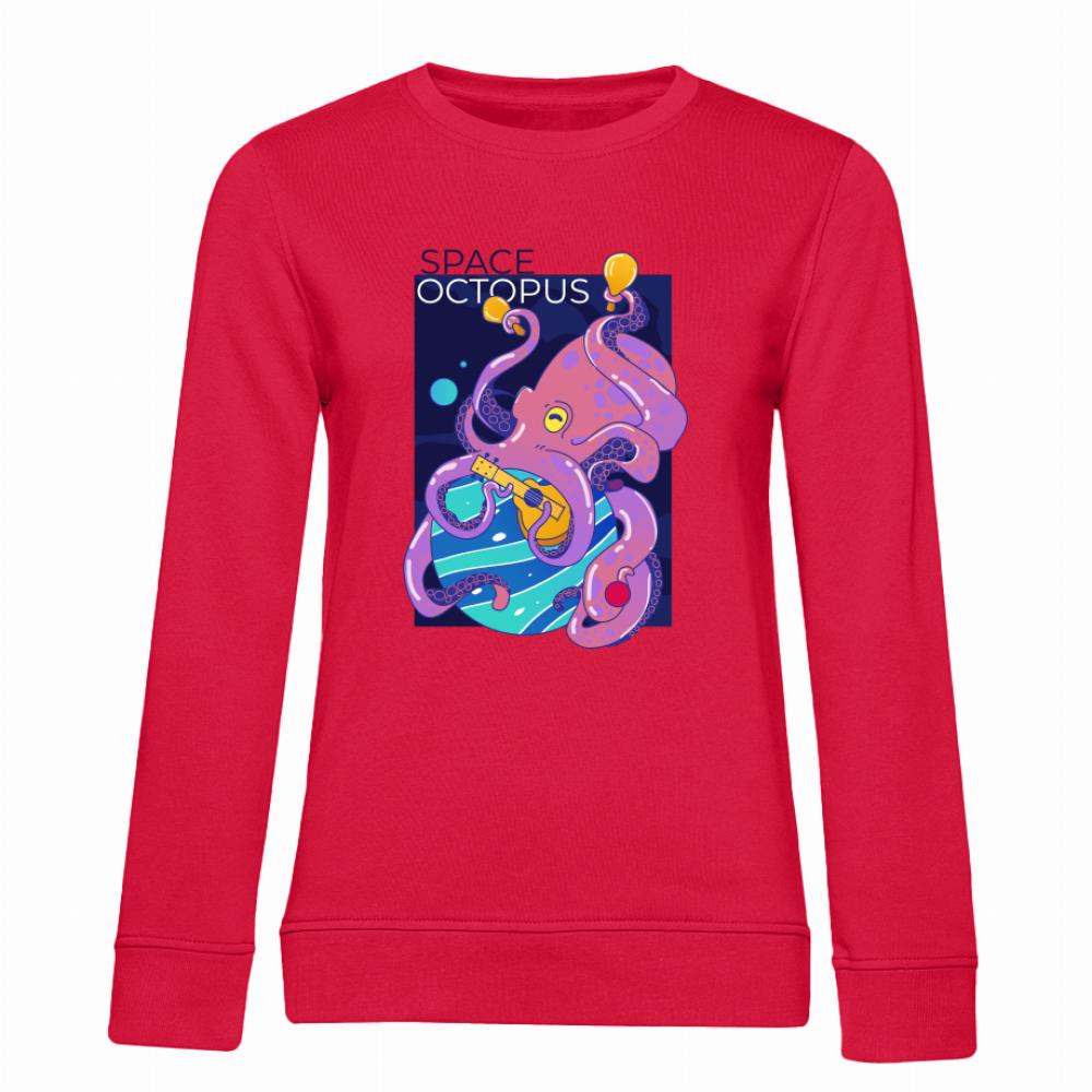 Space Octopus bluza damska bez kaptura kolor czerwony