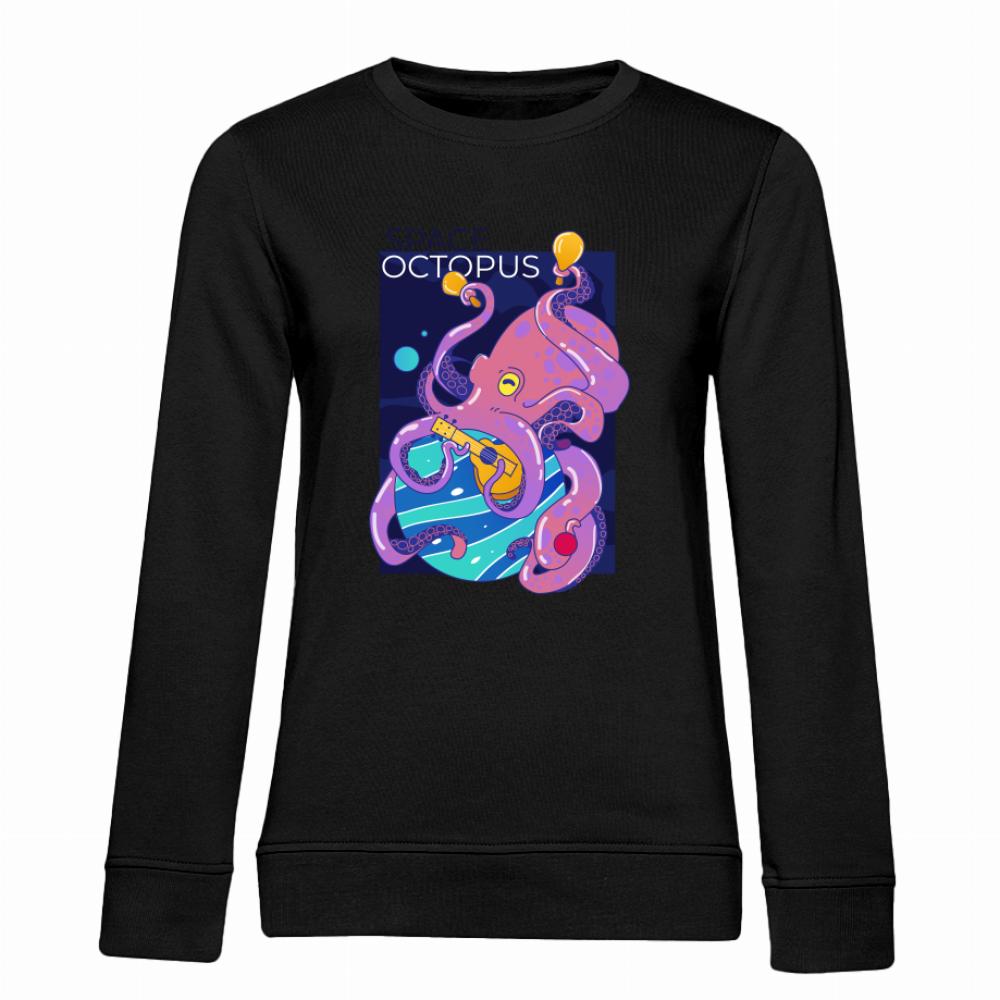 Space Octopus bluza damska bez kaptura kolor zielony