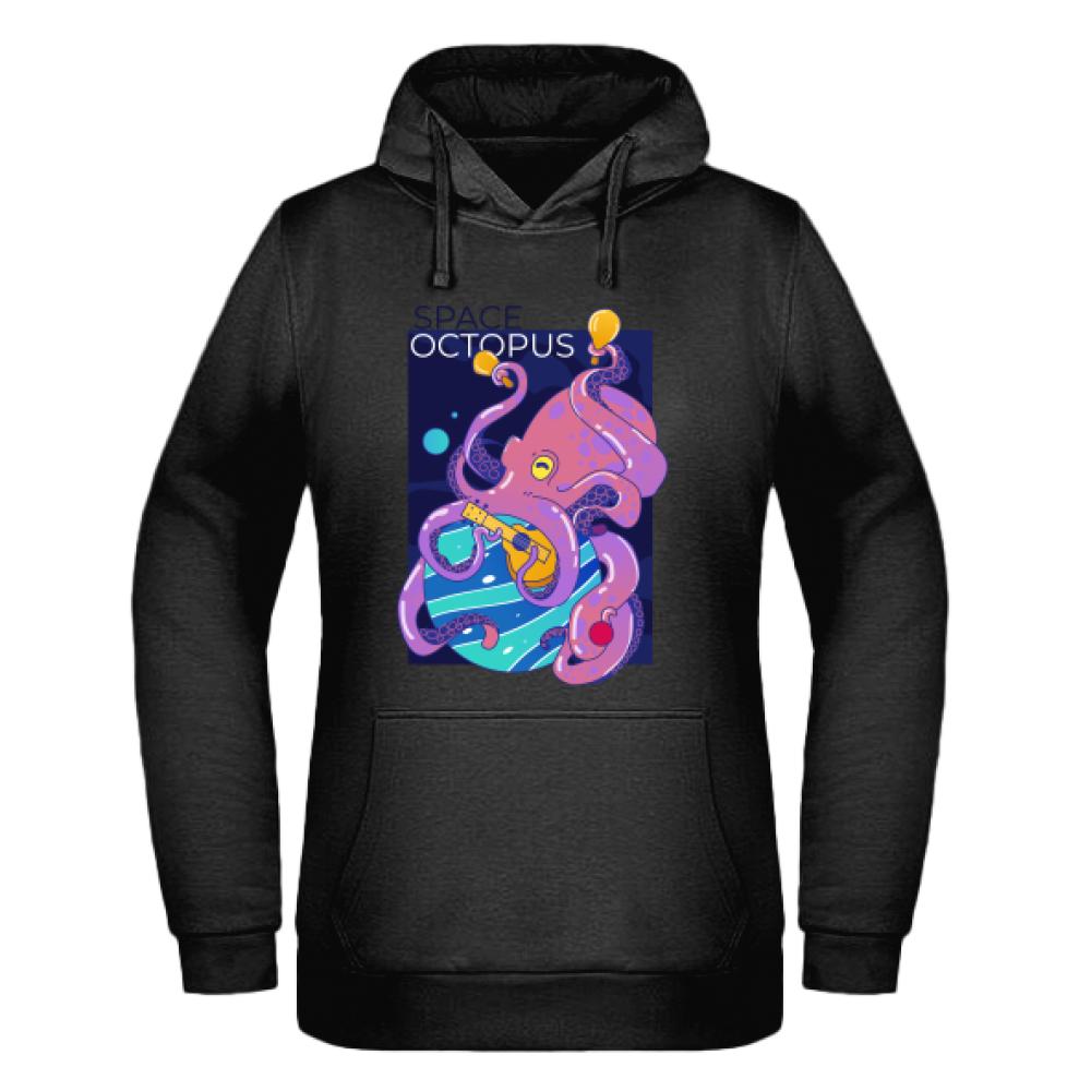 Space Octopus bluza damska z kapturem kolor navy