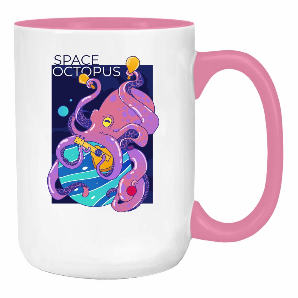 Space Octopus duży kubek ucho kolor kolor różowy