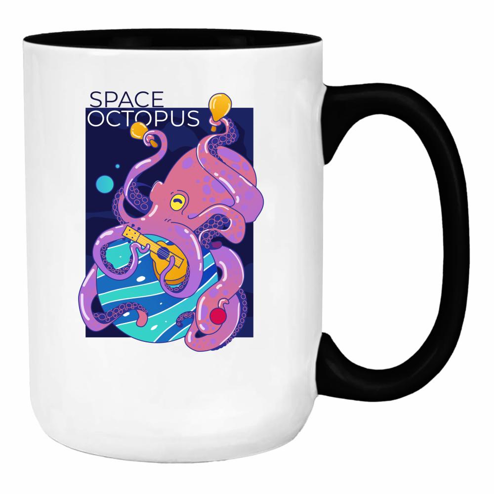 Space Octopus duży kubek ucho kolor kolor turkus