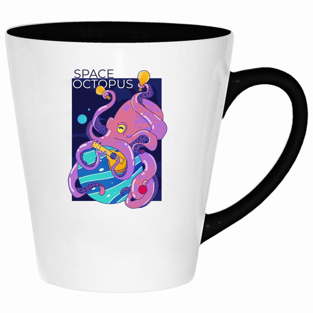 Space Octopus kubek latte kolor czarnyy