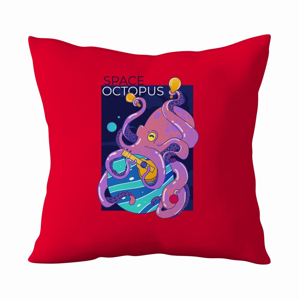 Space Octopus poduszka kolor czerwony
