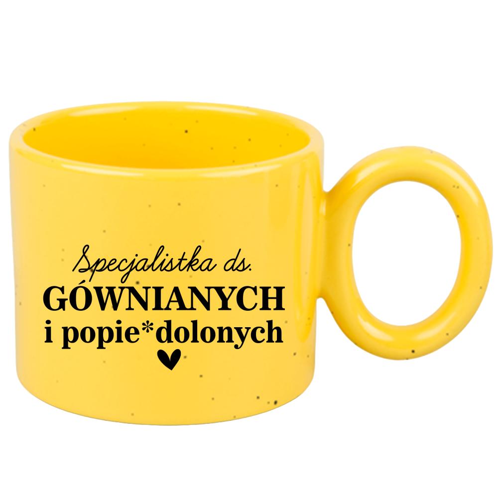 Specjalistka ds. gównianych i popie*dolonych kubek ravenna żółty kolor zielony matowy