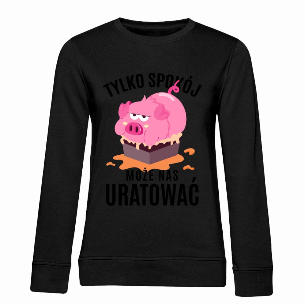 Spokój może nas uratować bluza damska bez kaptura kolor czarnyy