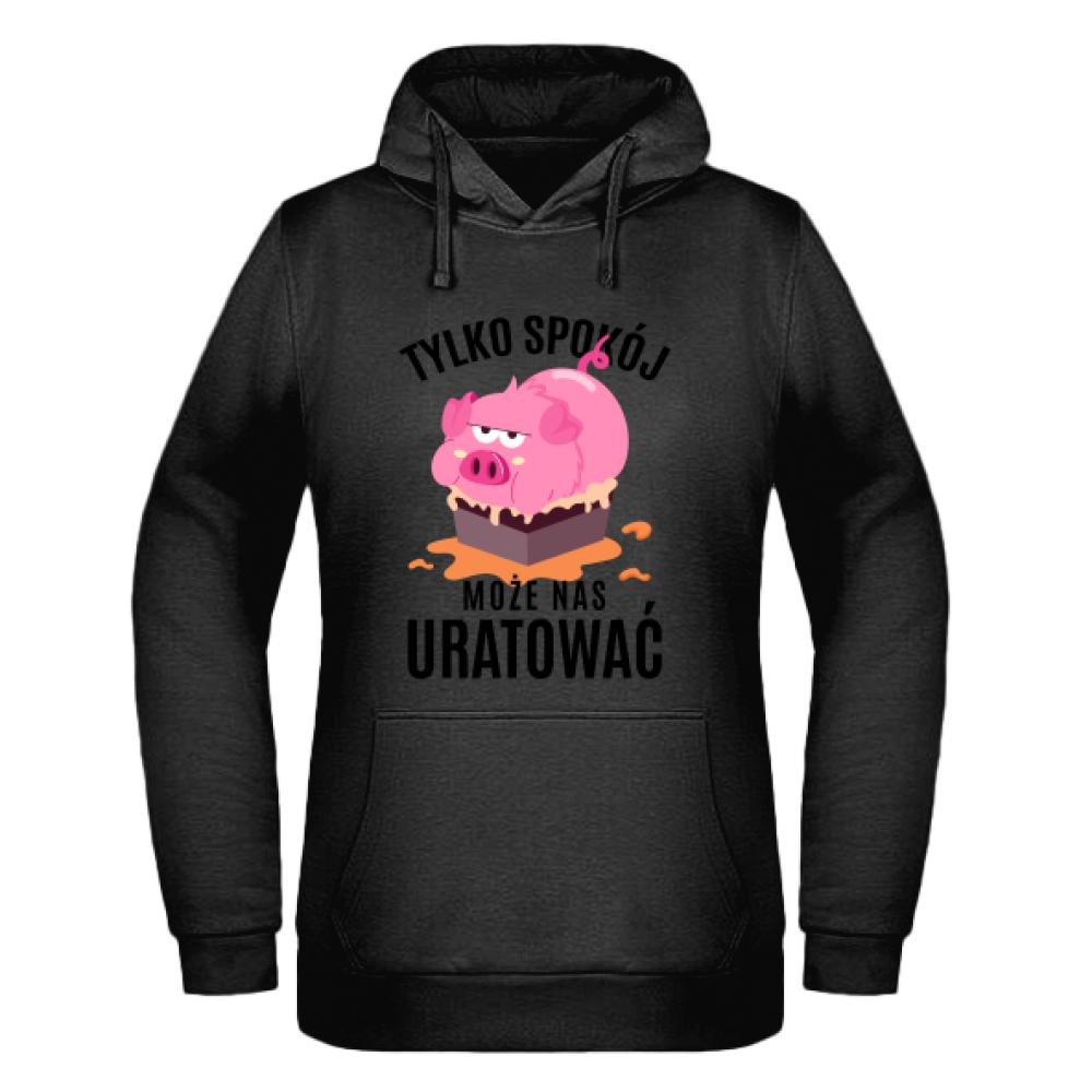 Spokój może nas uratować bluza damska z kapturem kolor różowy