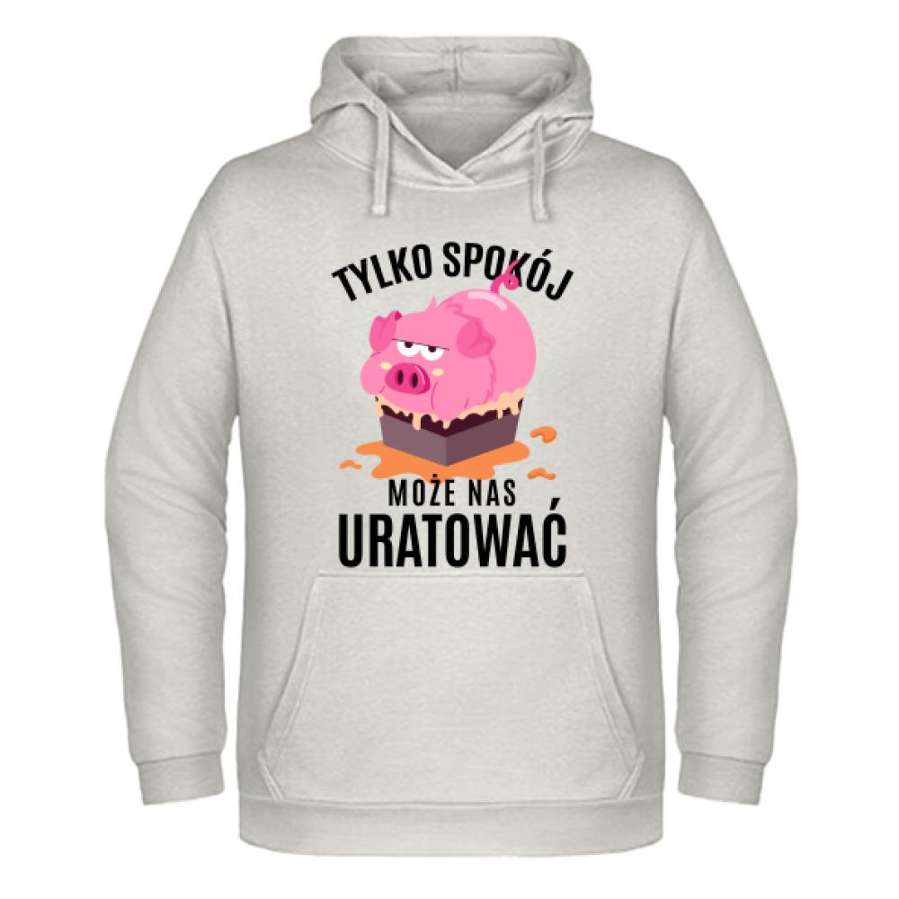 Spokój może nas uratować bluza męska z kapturem kolor vanilla milkshake