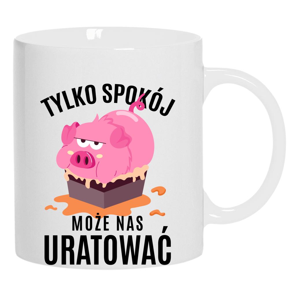 Spokój może nas uratować kubek ucho kolor kolor biały