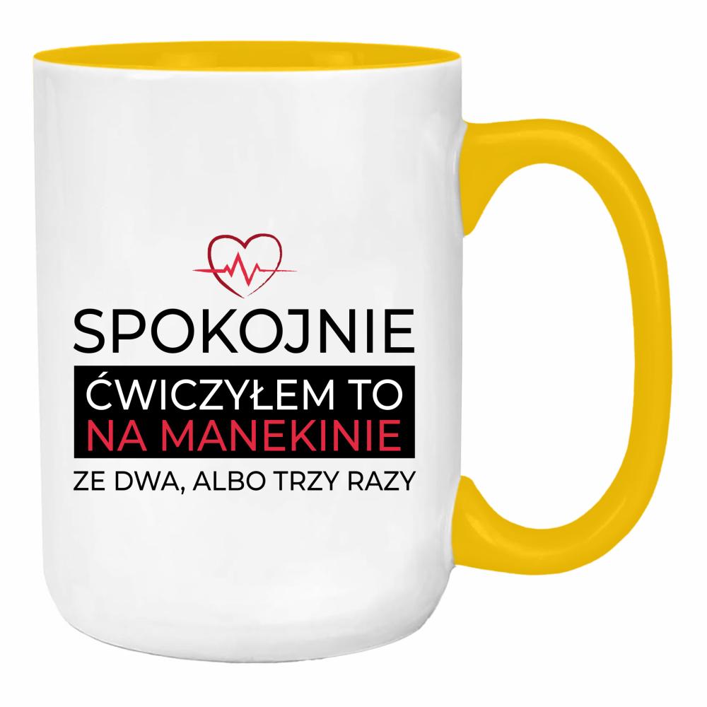 Spokojnie, ćwiczyłem to na manekinie. duży kubek ucho kolor kolor żółty