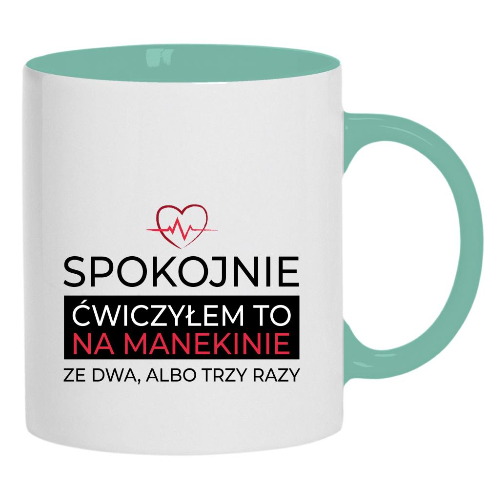 Spokojnie, ćwiczyłem to na manekinie. kubek ucho kolor kolor miętowo zielony