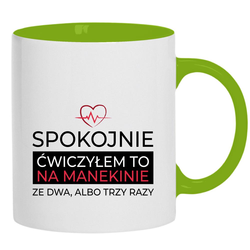 Spokojnie, ćwiczyłem to na manekinie. kubek ucho kolor kolor zielony