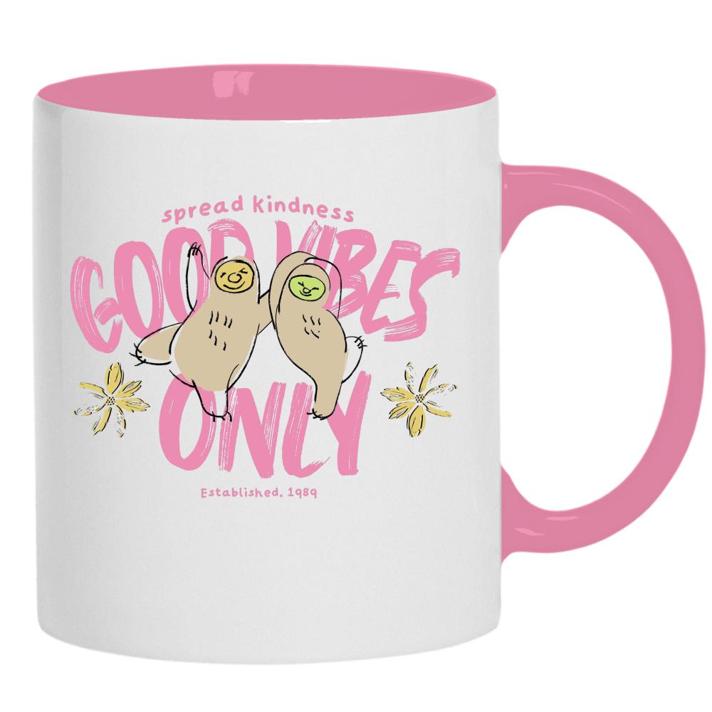 Spread Kindness, Good Vibes Only kubek ucho kolor kolor różowy