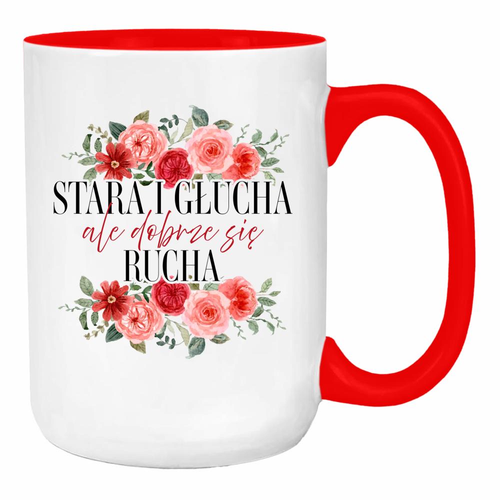 Stara i głucha, ale dobrze się rucha duży kubek ucho kolor kolor red