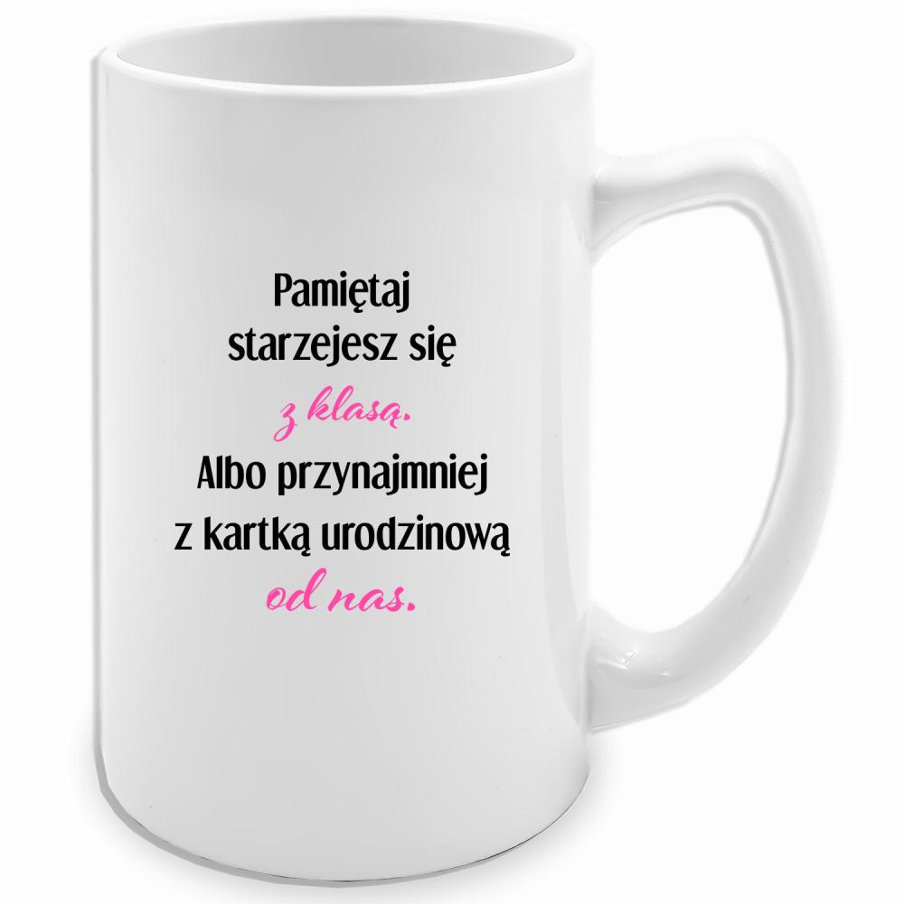 Starzejesz się z klasą kubek biały 413 ml kolor jasnofioletowy