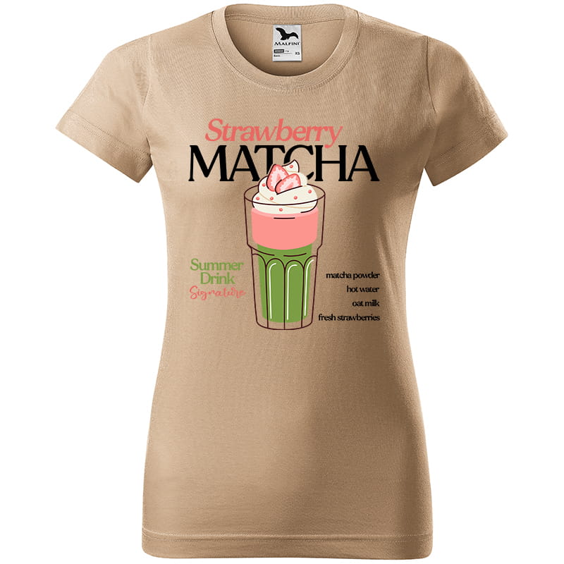 STRAWBERRY MATCHA koszulka damska kolor koszulka piaskowy
