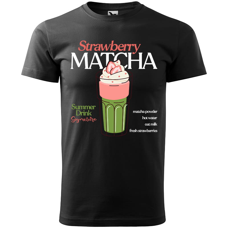 STRAWBERRY MATCHA koszulka męska kolor czarny