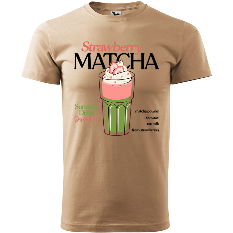 STRAWBERRY MATCHA koszulka męska kolor koszulka piaskowy