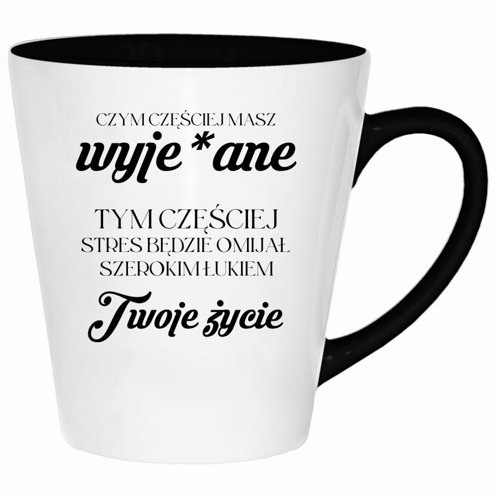 Stres będzie omijał Twoje życie kubek latte kolor navy