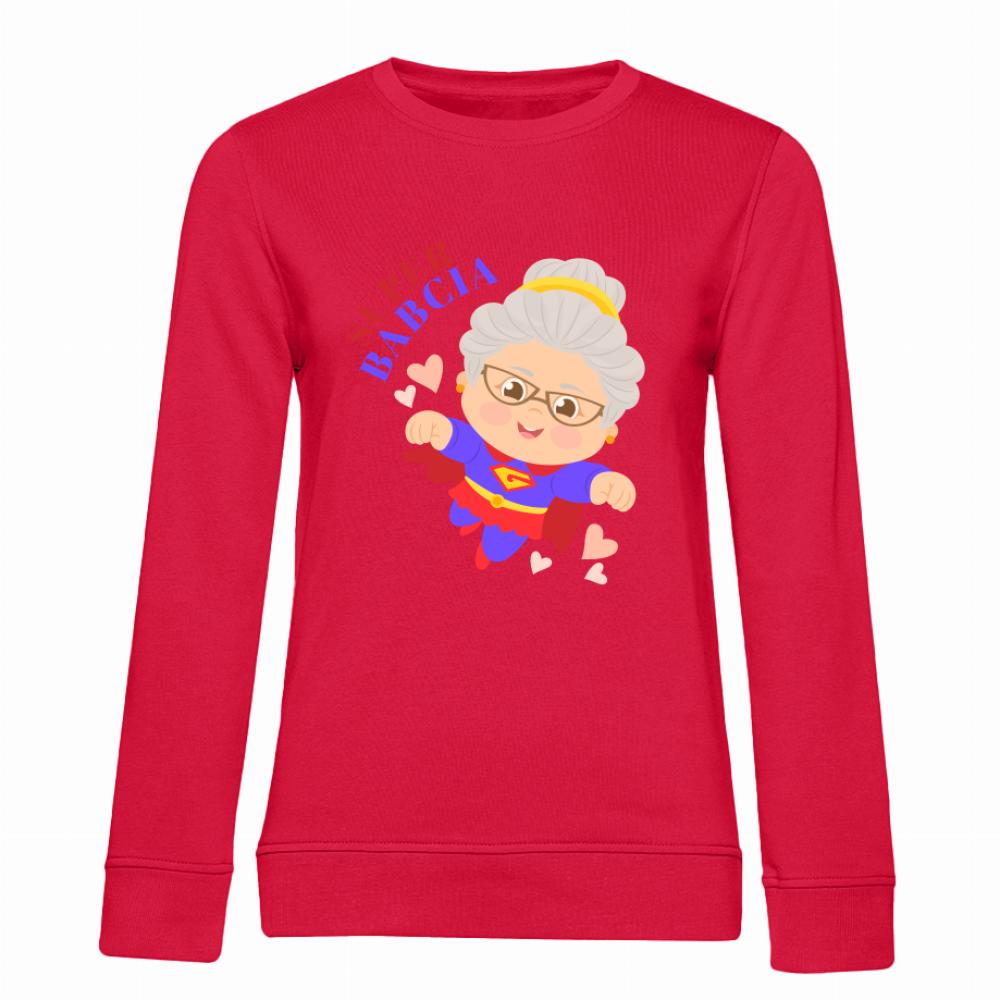 Super Babcia bluza damska bez kaptura kolor czerwony