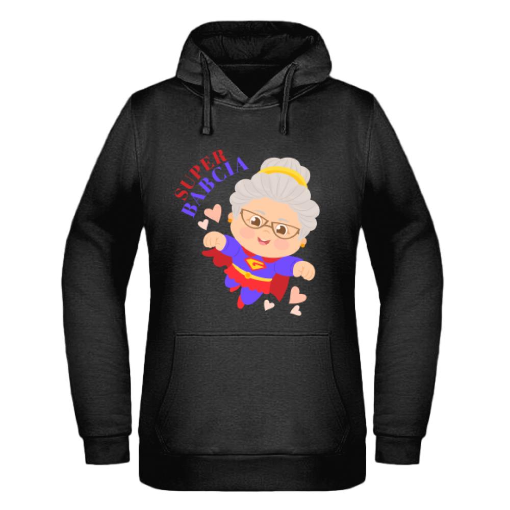 Super Babcia bluza damska z kapturem kolor navy