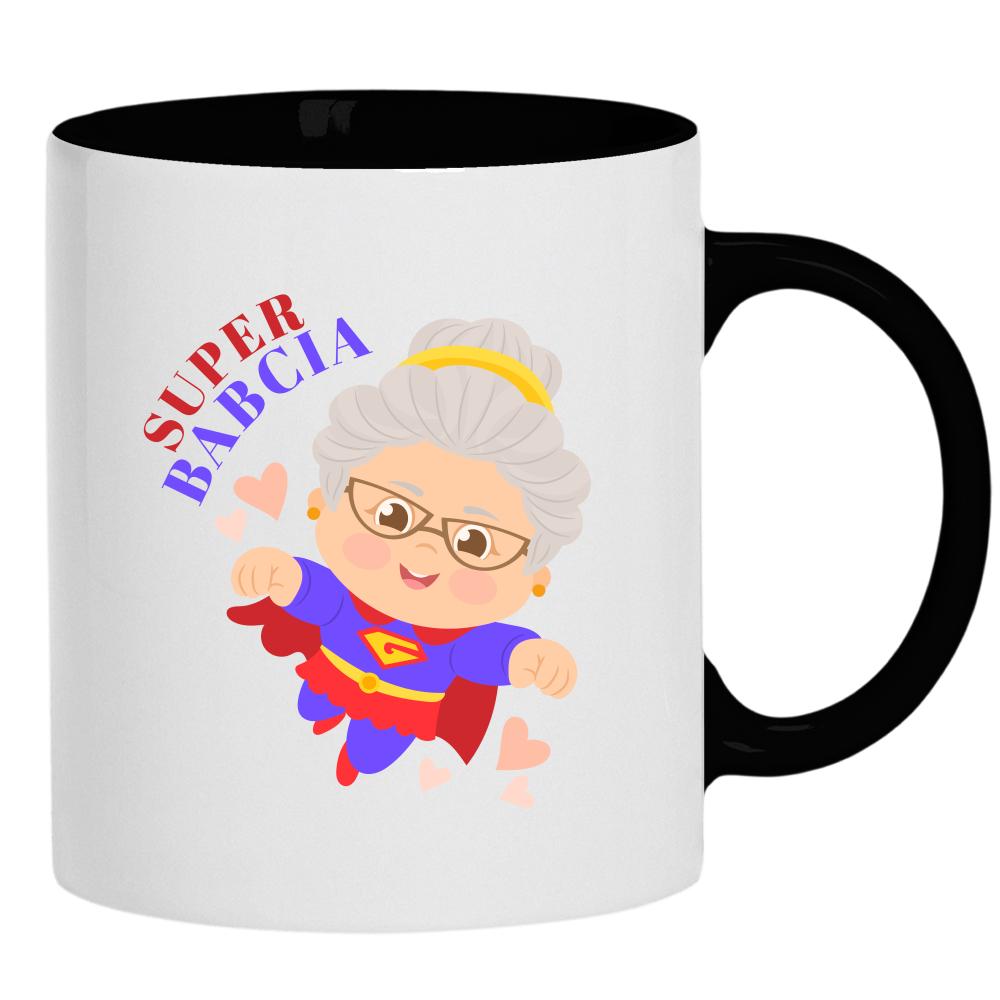 Super Babcia kubek ucho kolor kolor czarnyy