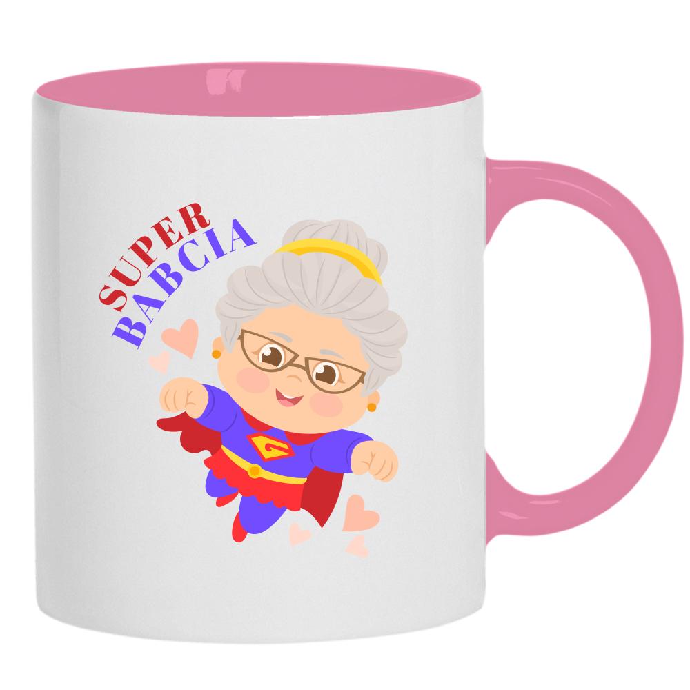 Super Babcia kubek ucho kolor kolor różowy
