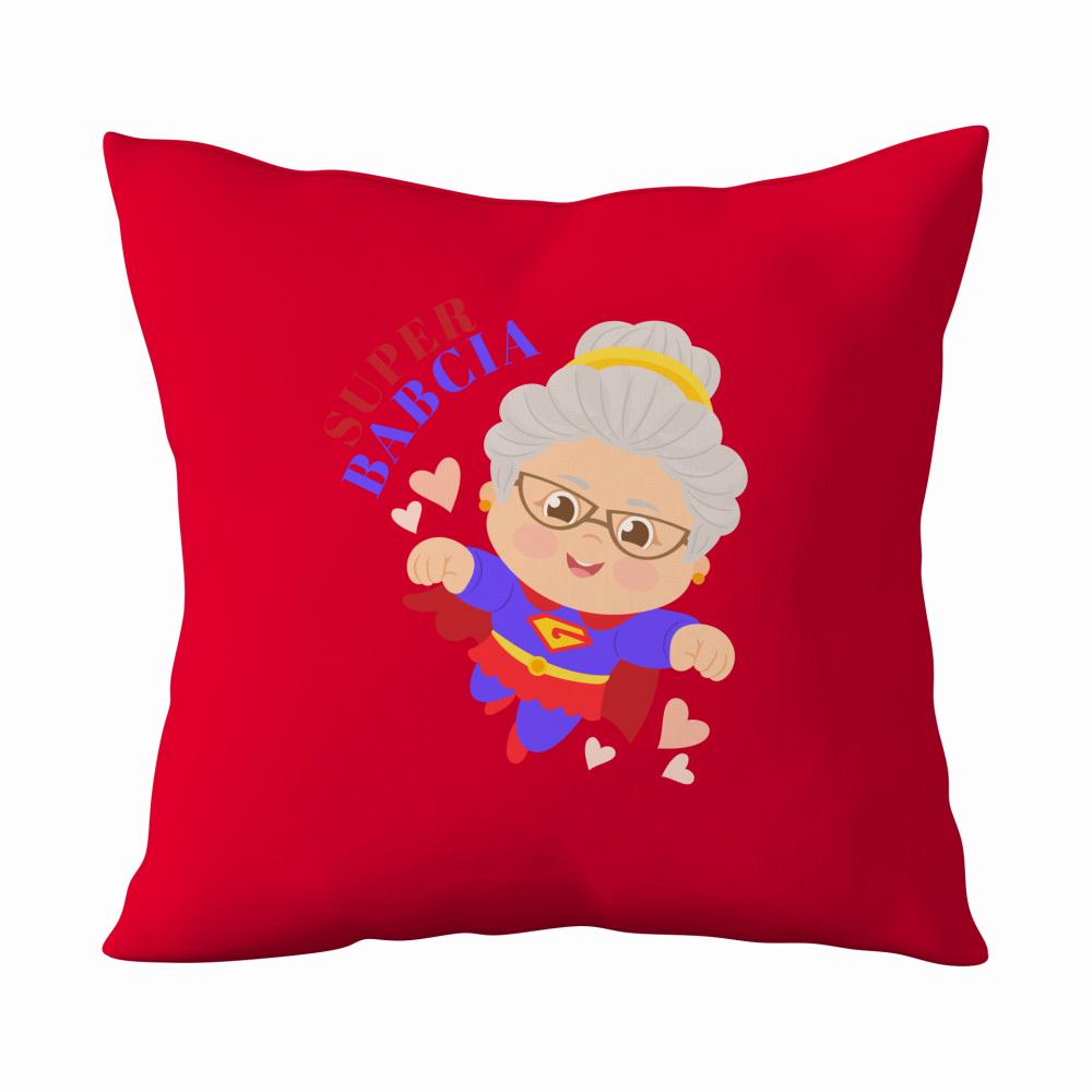 Super Babcia poduszka kolor czerwony
