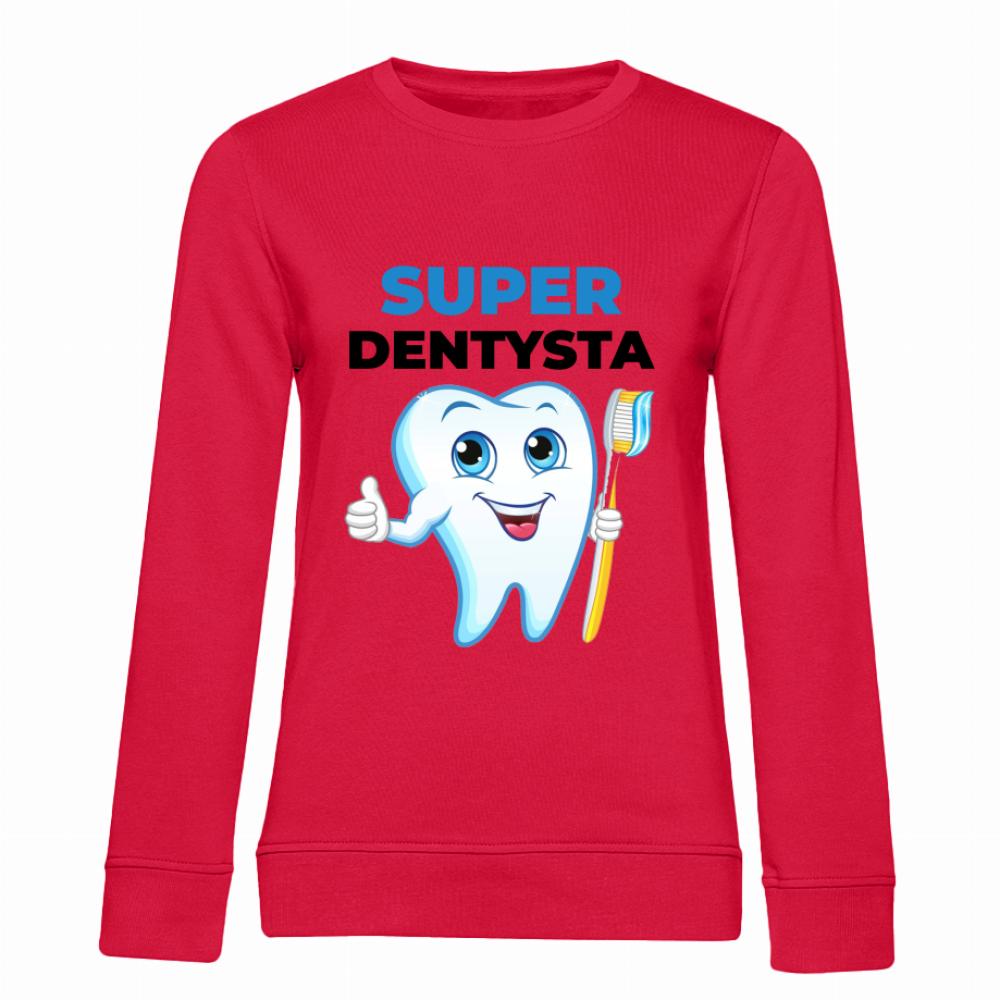 Super Dentysta bluza damska bez kaptura kolor czerwony