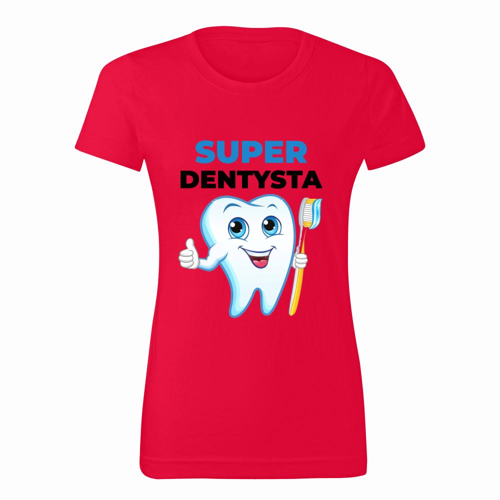 Super Dentysta koszulka damska kolor czerwony
