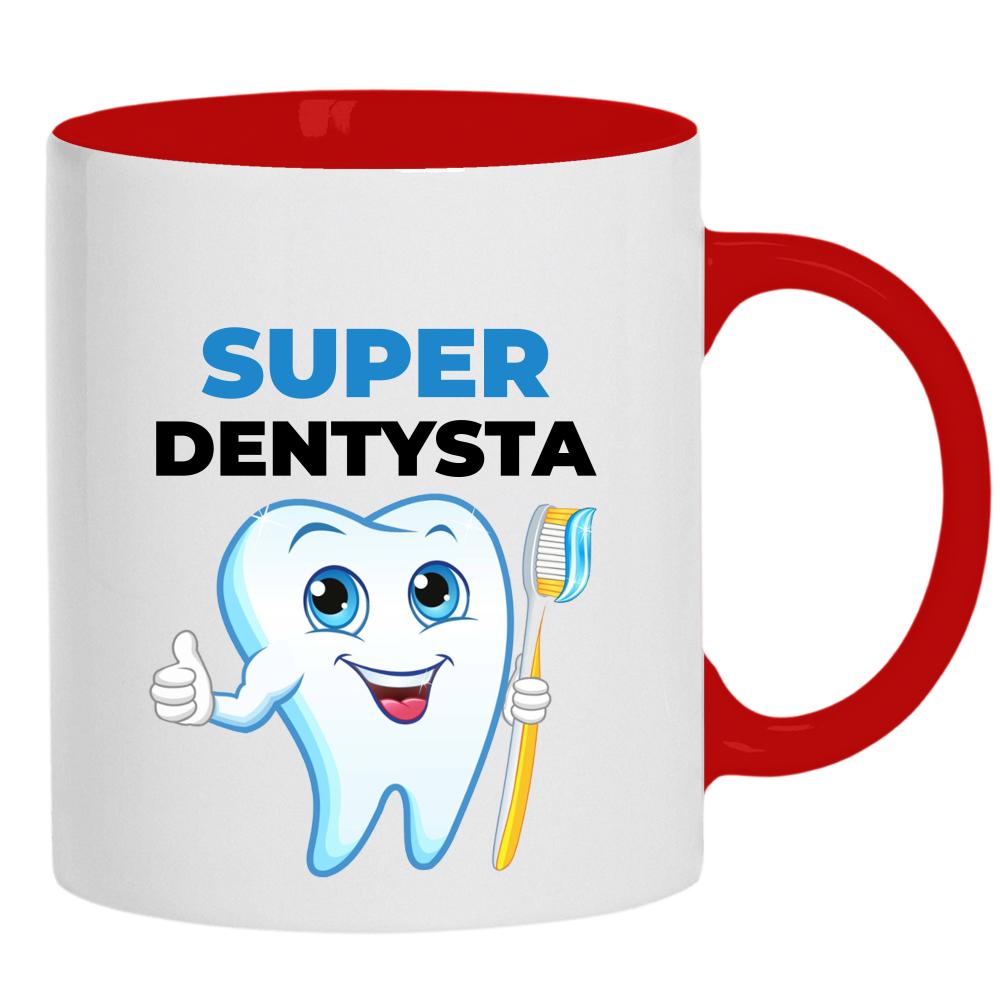 Super Dentysta kubek ucho kolor kolor czerwony