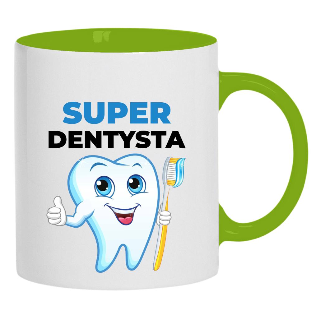 Super Dentysta kubek ucho kolor kolor zielony