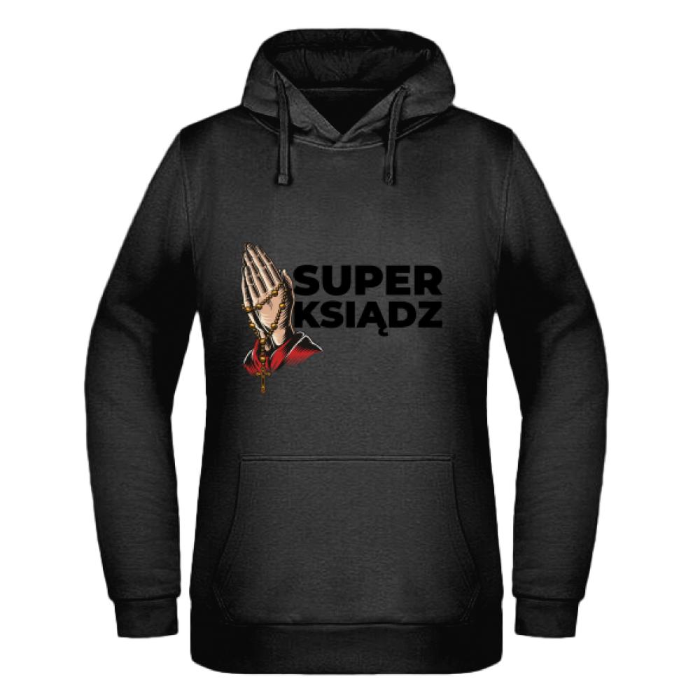 Super Ksiądz bluza damska z kapturem kolor czarnyy