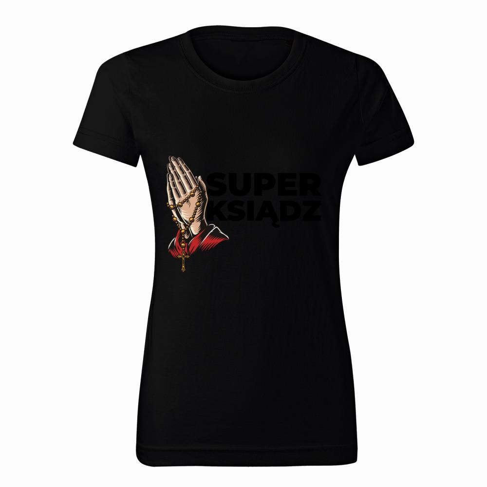 Super Ksiądz koszulka damska kolor navy