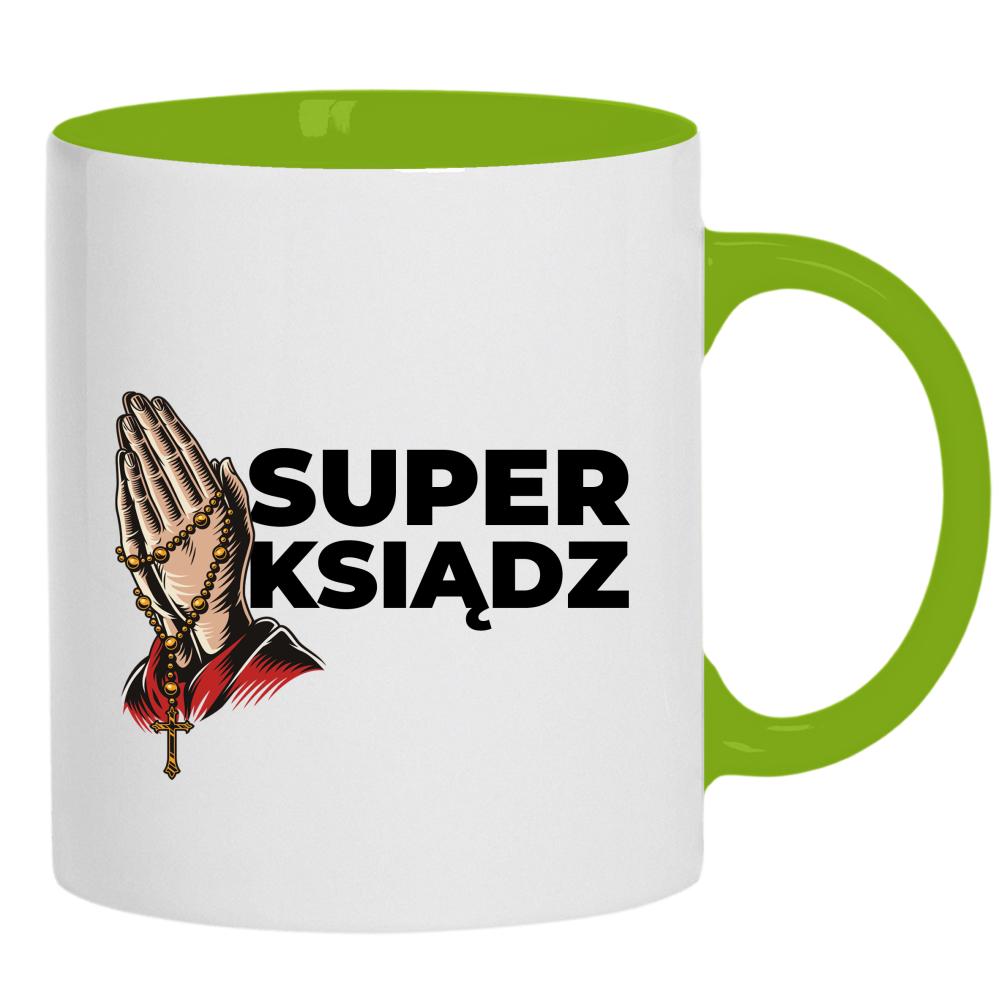 Super Ksiądz kubek ucho kolor kolor zielony