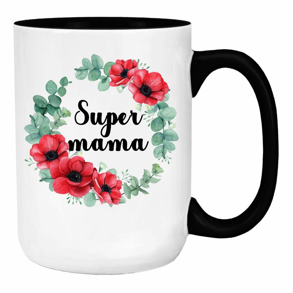 Super Mama 4 duży kubek ucho kolor kolor czerwony