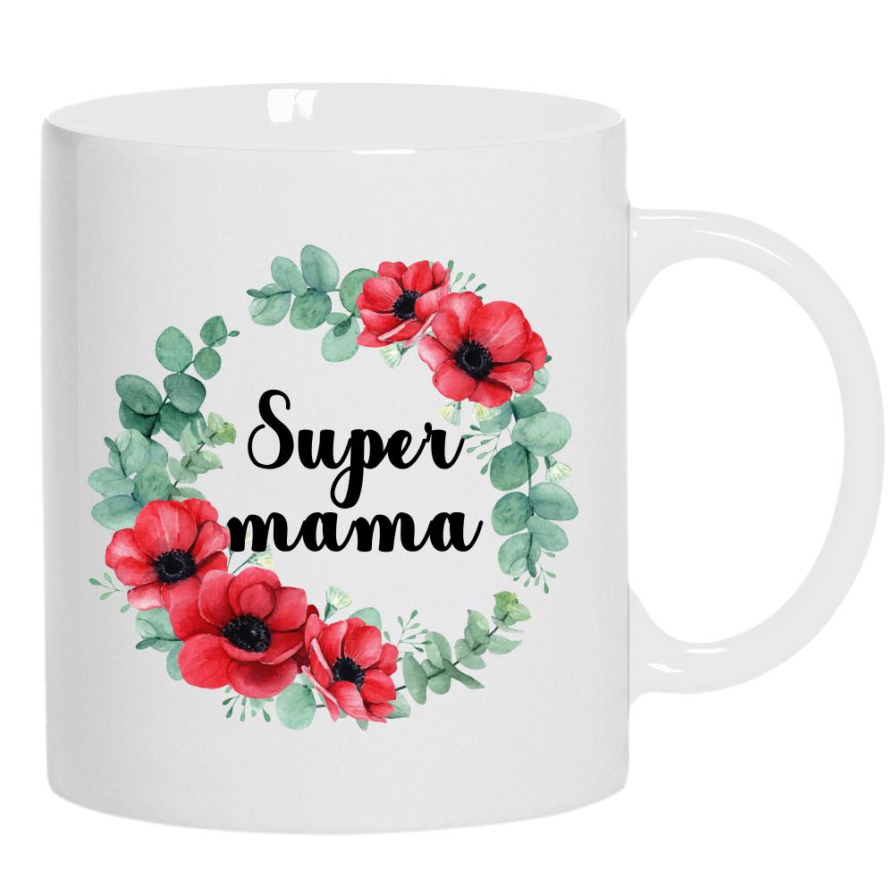 Super Mama 4 kubek ucho kolor kolor biały