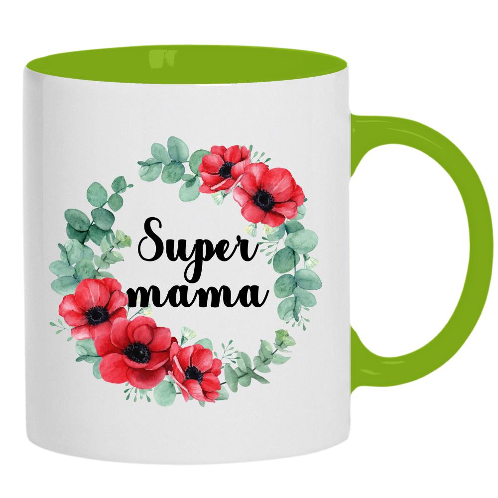 Super Mama 4 kubek ucho kolor kolor zielony