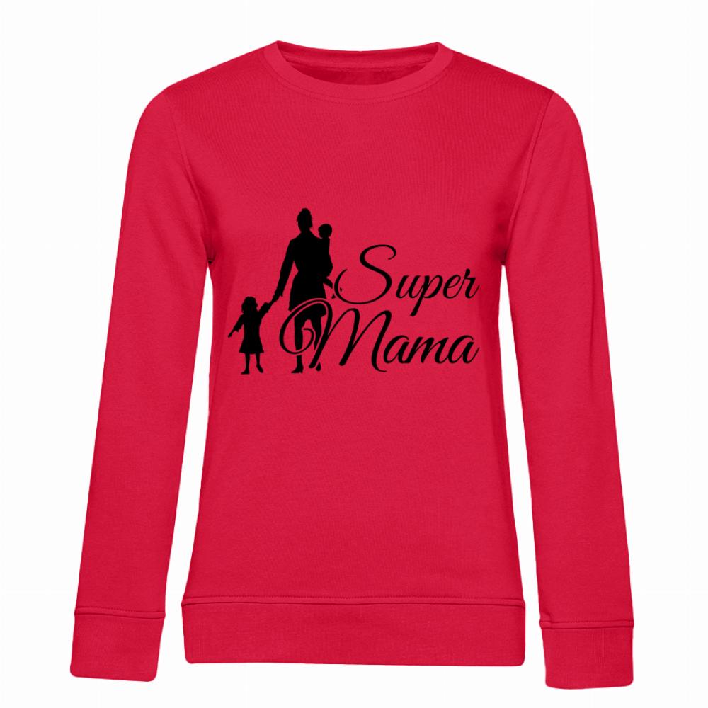 Super Mama bluza damska bez kaptura kolor czerwony