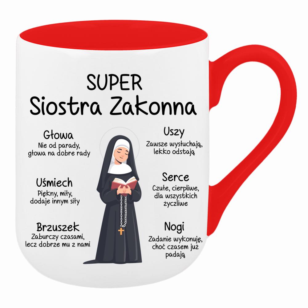 Super Siostra Zakonna kubek coffee kolor czerwony latte