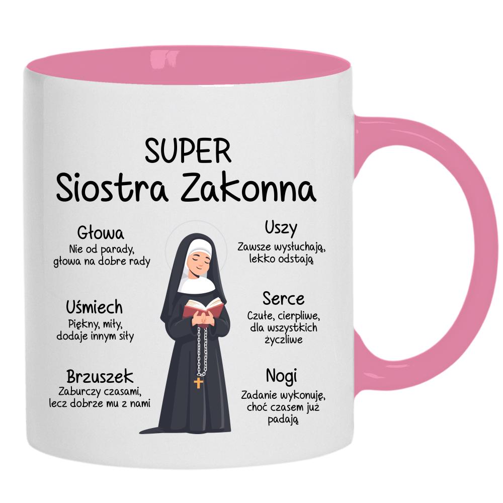 Super Siostra Zakonna kubek ucho kolor kolor różowy