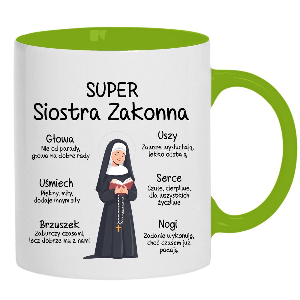 Super Siostra Zakonna kubek ucho kolor kolor zielony