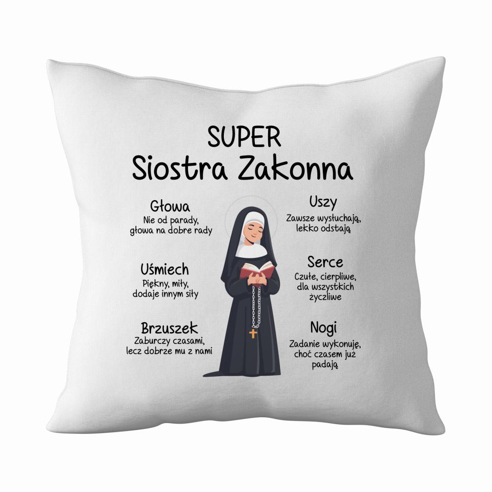Super Siostra Zakonna poduszka kolor biały