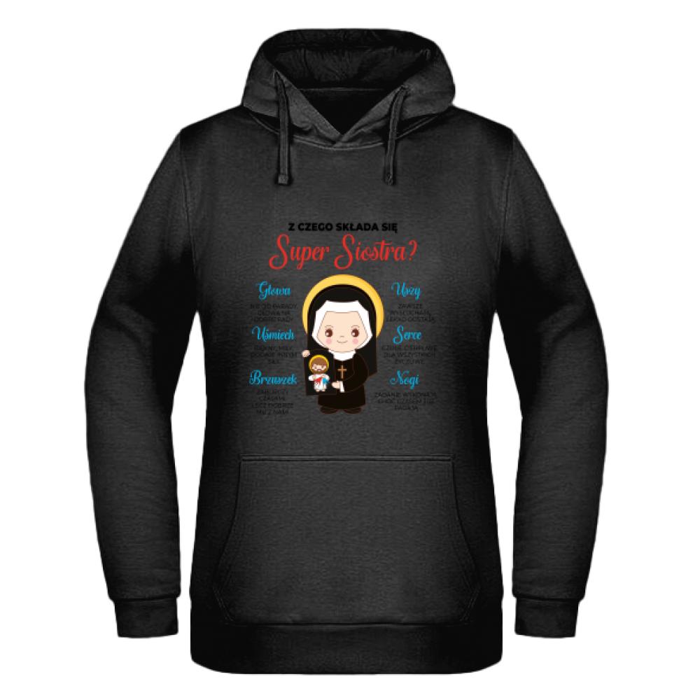 Super Siostra bluza damska z kapturem kolor granatowy