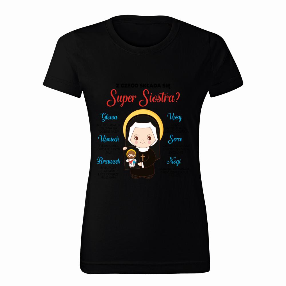 Super Siostra koszulka damska kolor czarnyy