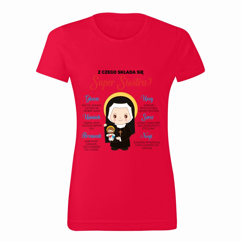 Super Siostra koszulka damska kolor czerwony